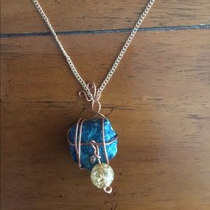 Blue Earth Lacquer Gem Necklace 3